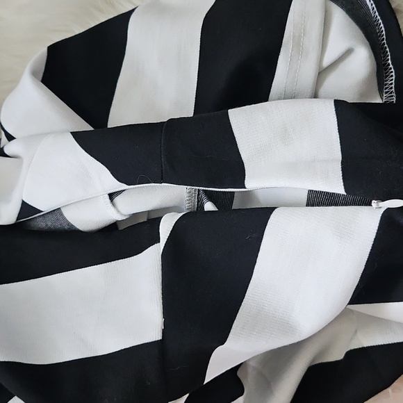 Agnes Orinda Black and White Striped Peplum Blouse - Picture 12 of 16